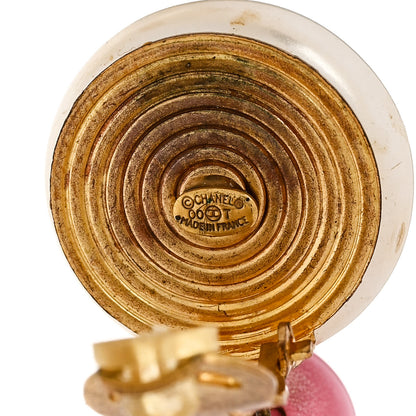 Chanel Enamel Bead CC Drop Clip On Earrings Gold Multicolor 4 of 4