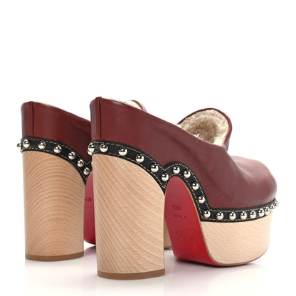 Christian Louboutin Calfskin Shearling Joan 130 Platform Mules 40.5 Burgundy 4 of 7