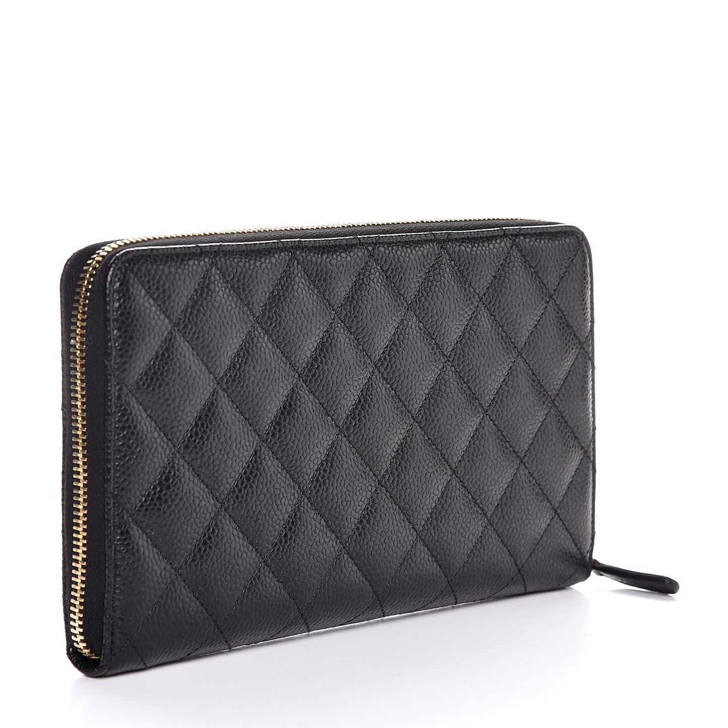 Caviar Quilted Large Zip Around Organizer Wallet Black