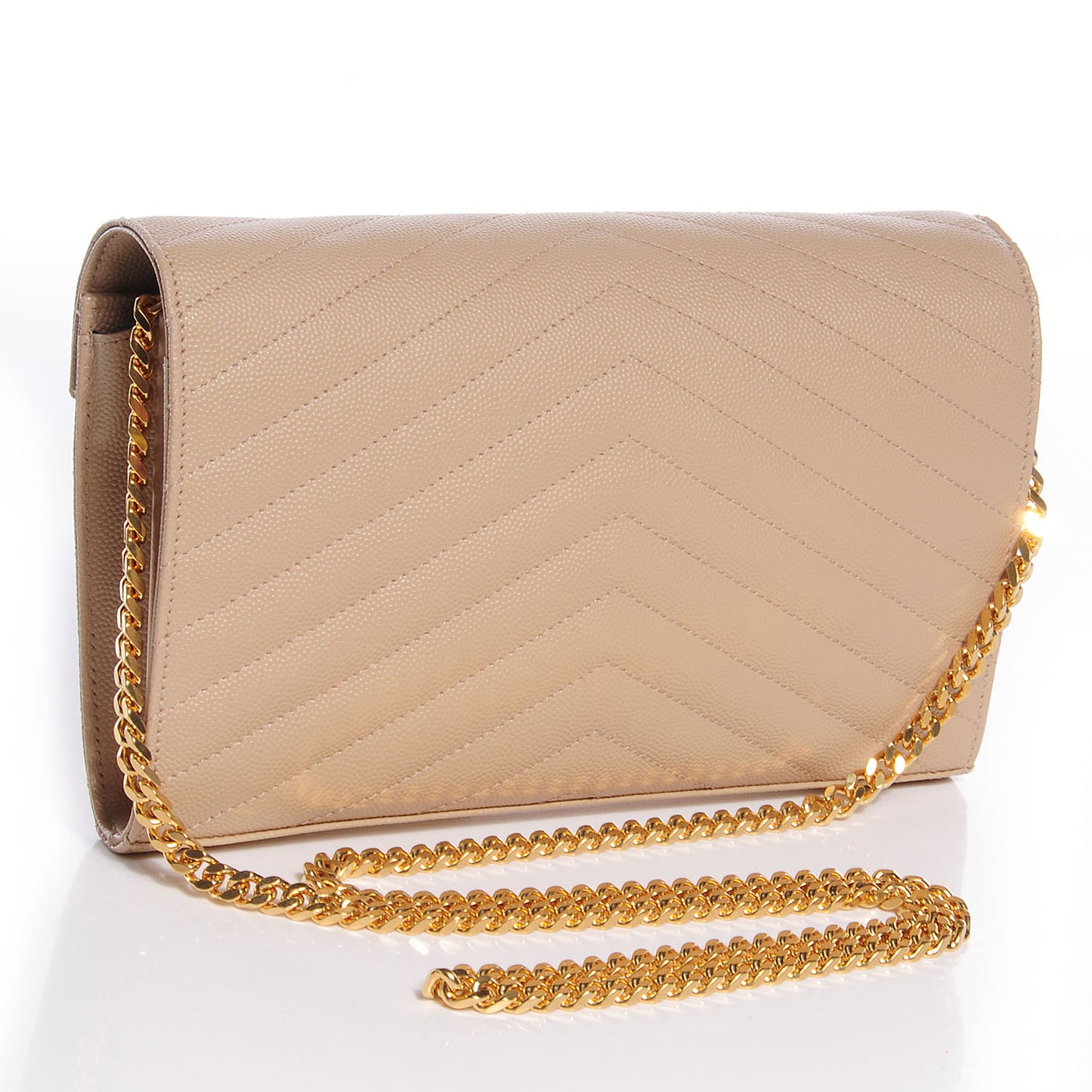 Matelasse Chevron Monogram Chain Wallet Powder