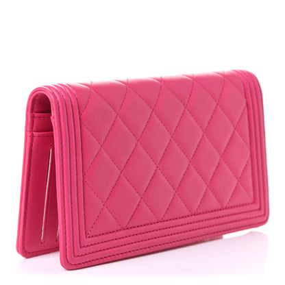 Chanel Lambskin Quilted Boy Yen Wallet Pink 3 of 9