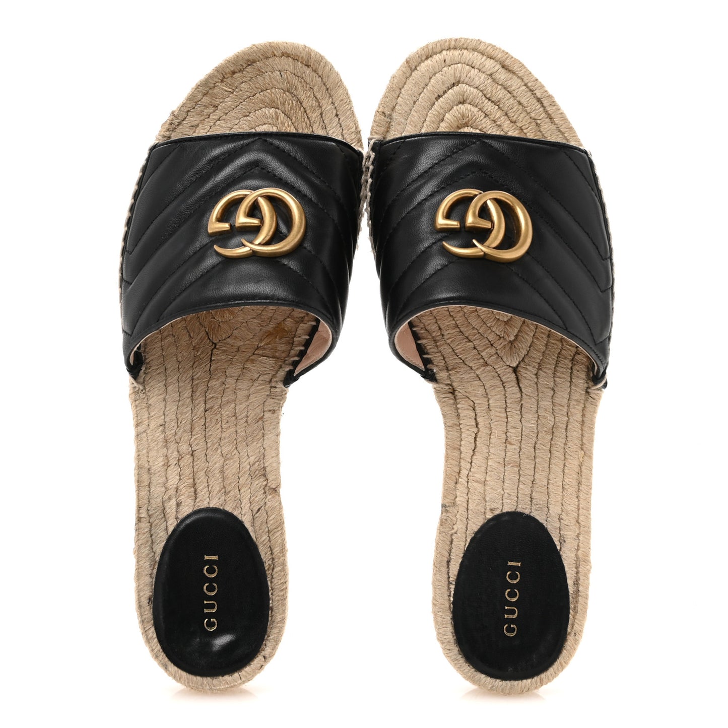 Nappa Matelasse GG Marmont Espadrille Slide Sandals 40 Black