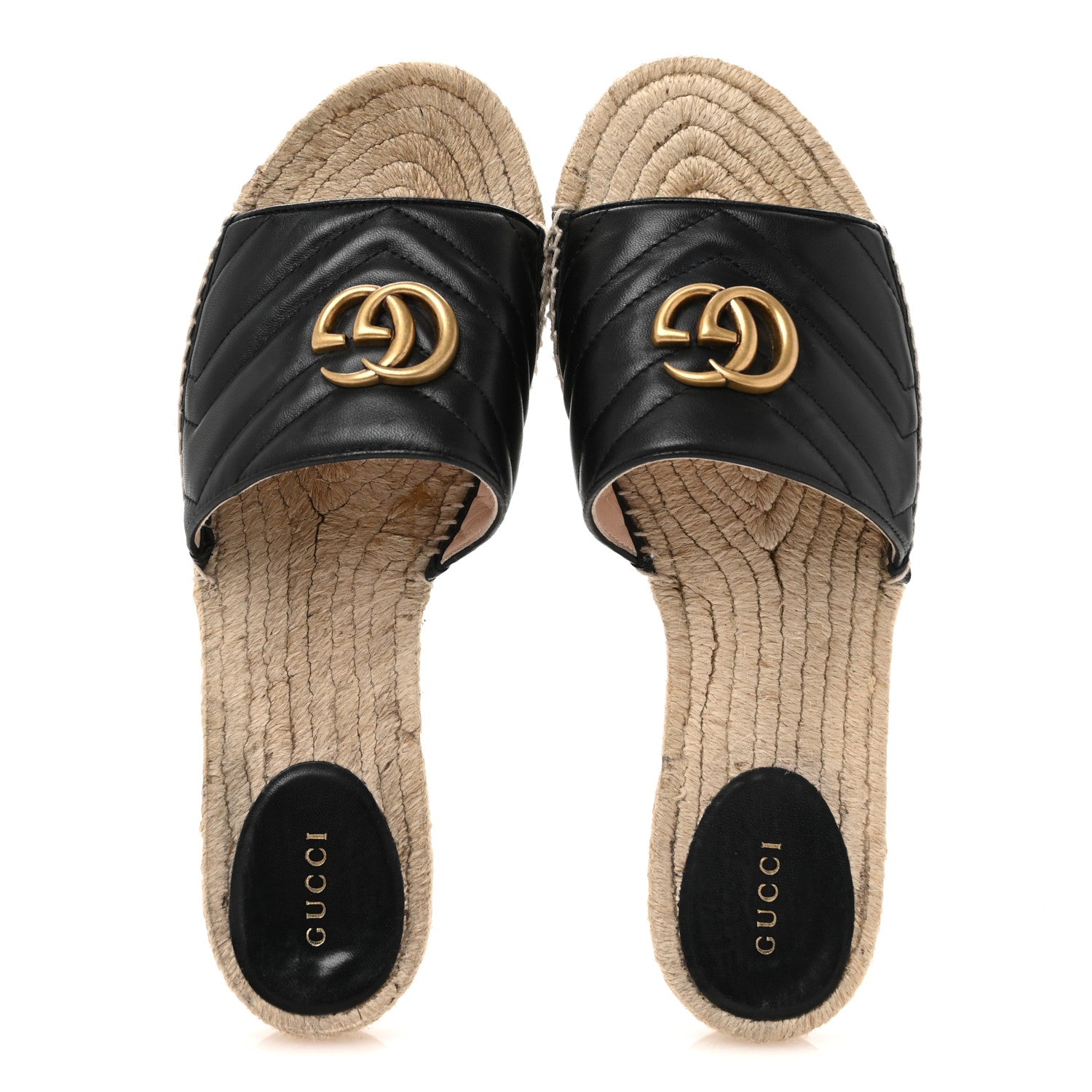 Gucci Nappa Matelasse GG Marmont Espadrille Slide Sandals 40 Black 2 of 12