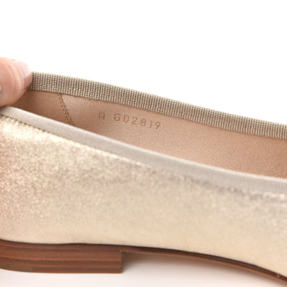 Chanel Metallic Goatskin Cap Toe CC Ballerina Flats 39 Gold 8 of 9