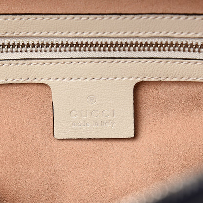 Gucci Vintage Effect Calfskin Matelasse Diagonal Small Torchon GG Marmont Bamboo Top Handle Shoulder Bag Blue Agata Mystic White 5 of 11