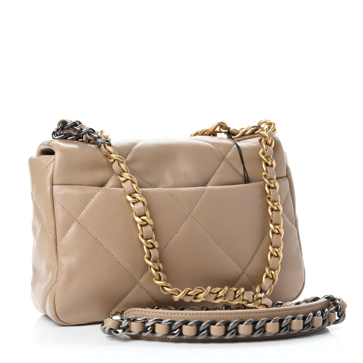 Lambskin Quilted Medium Chanel 19 Flap Dark Beige