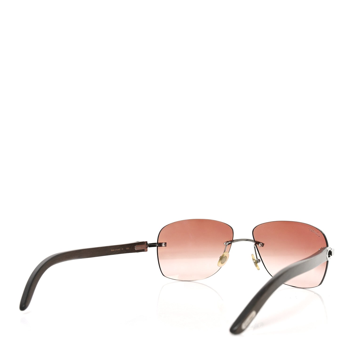Cartier Metal Rimless C Decor Sunglasses Silver Brown 4 of 7