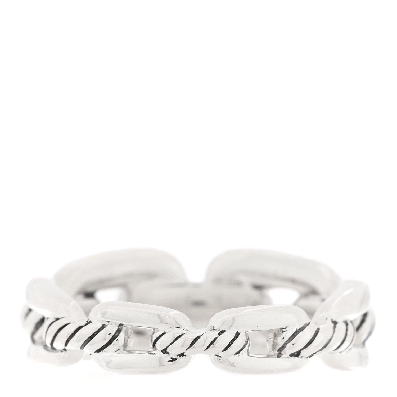 David Yurman Sterling Silver Diamond 8mm Wellesley Link Ring 3 of 4