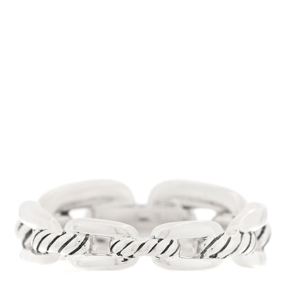 David Yurman Sterling Silver Diamond 8mm Wellesley Link Ring 3 of 4