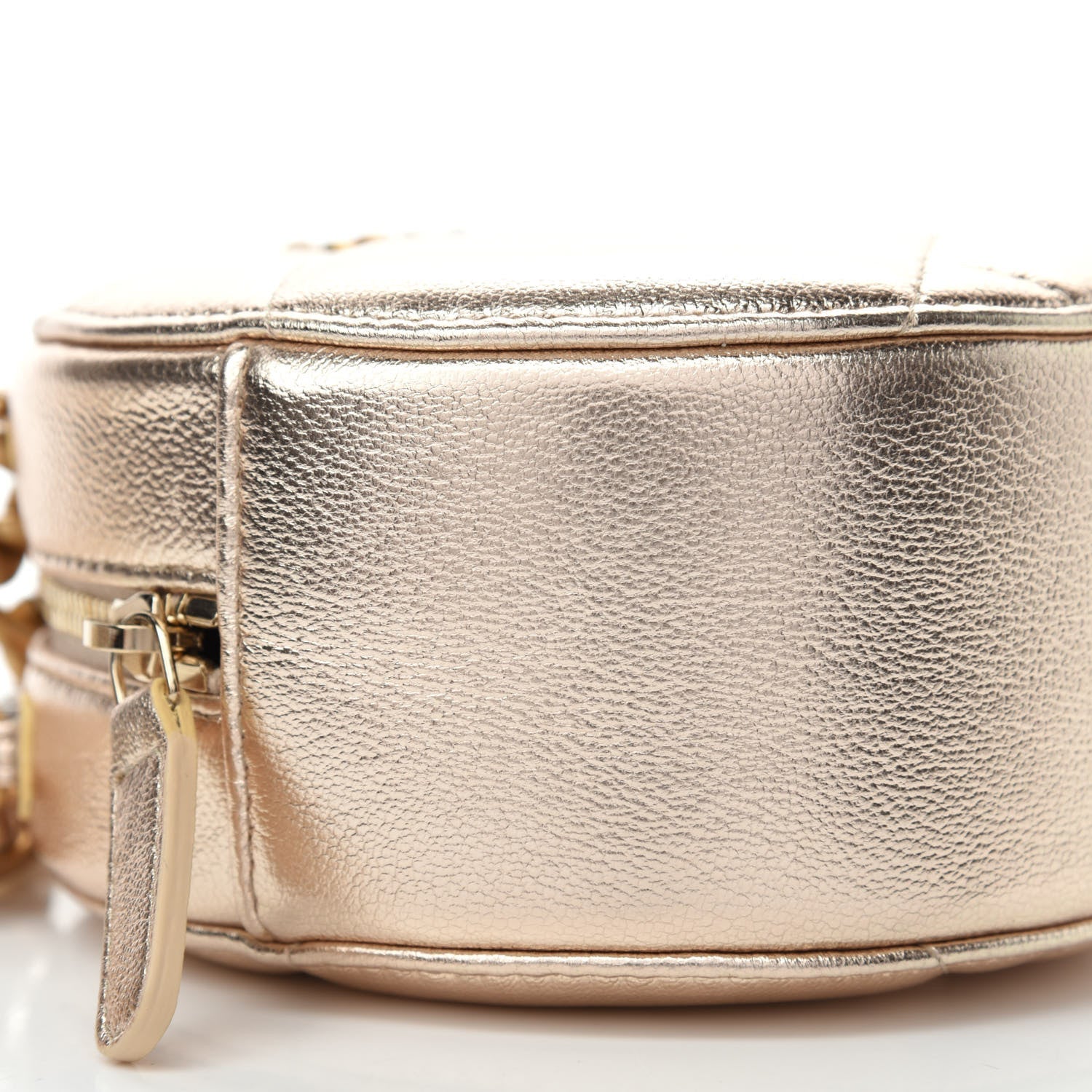 Chanel Metallic Lambskin Quilted Chanel 19 Round Clutch With Chain Gold 6 of 10