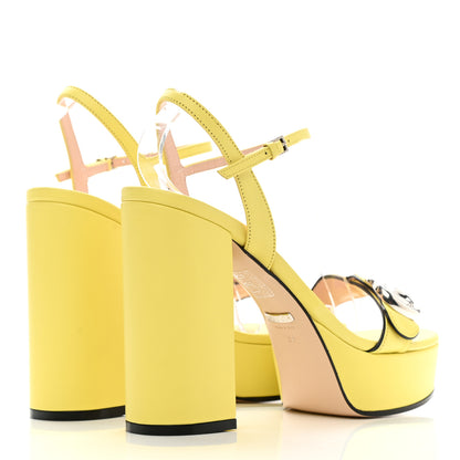 Gucci Calfskin GG Marmont Ankle Wrap 30/115mm Platform Sandals 38 Banana 4 of 10
