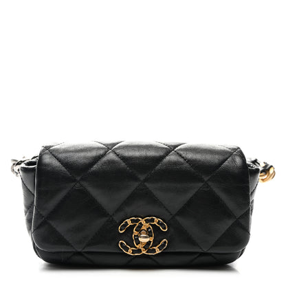 Chanel Goatskin Quilted Chanel 19 Waist Bag Black 1 of 11