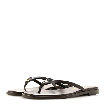Chanel Goatskin CC Times Square Thong Sandals 36.5 Brown 4 of 10