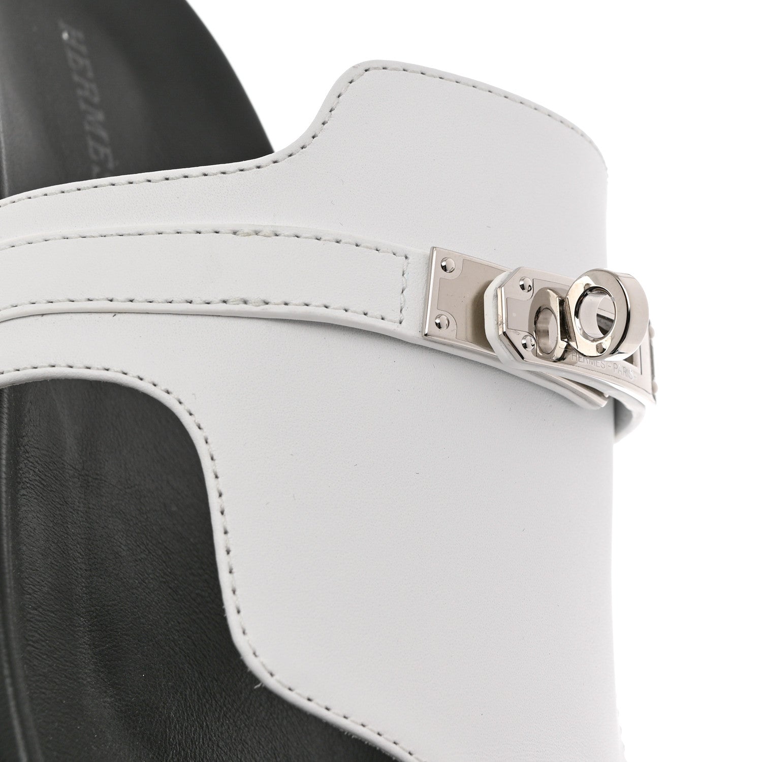 Hermes Calfskin Womens Empire Sandals 37 White 9 of 11