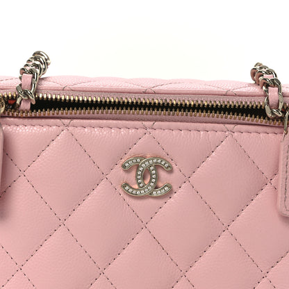 Chanel Caviar Quilted  Vanity Case With Chain Pink 8 of 14