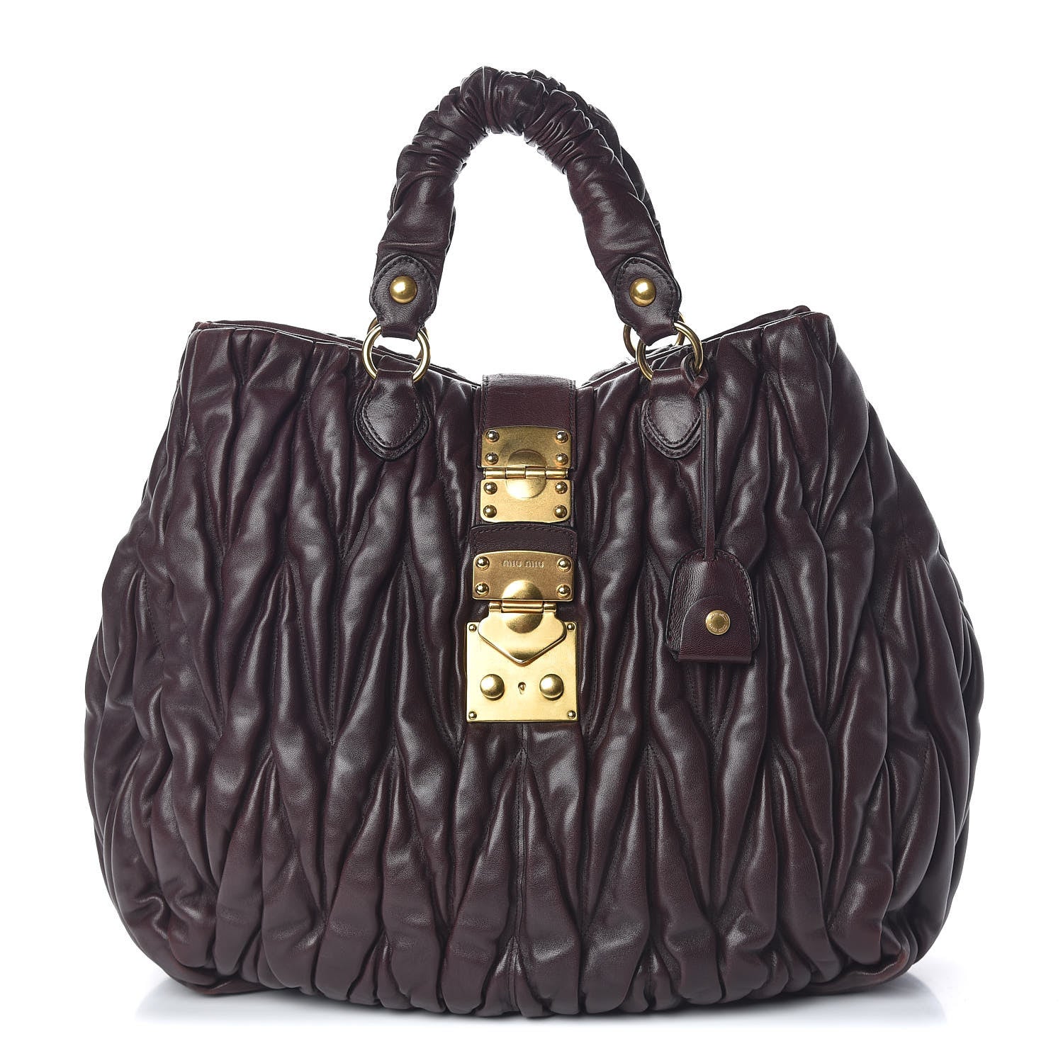 Miu Miu Nappa Matelasse Satchel Brown 1 of 18