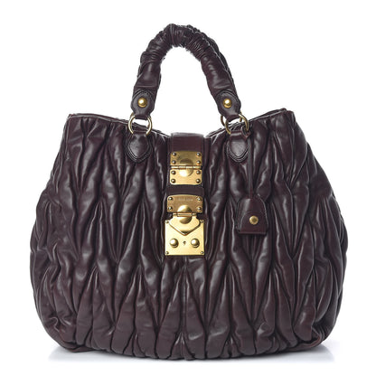 Miu Miu Nappa Matelasse Satchel Brown 1 of 18