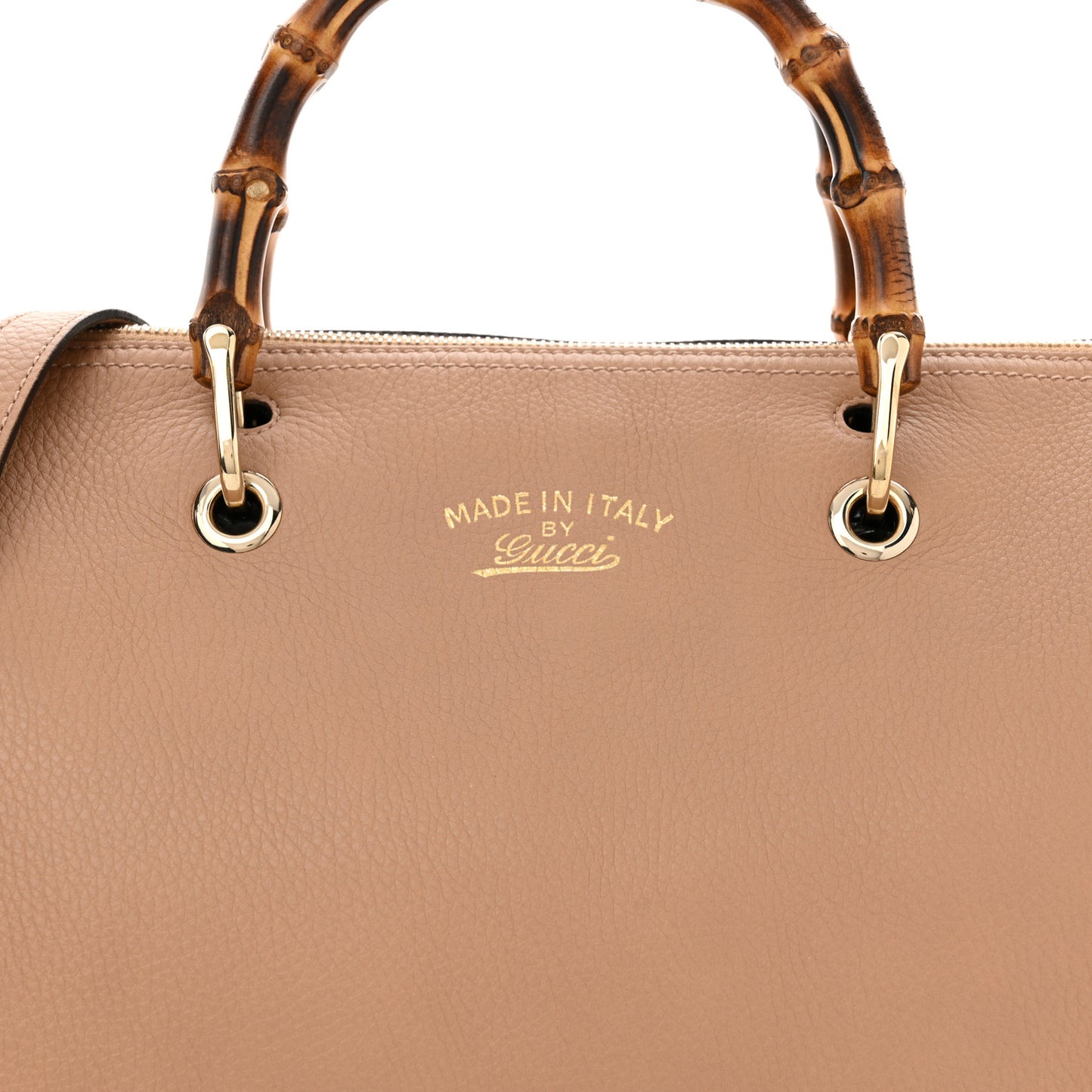 Calfskin Medium Bamboo Shopper Boston Camelia