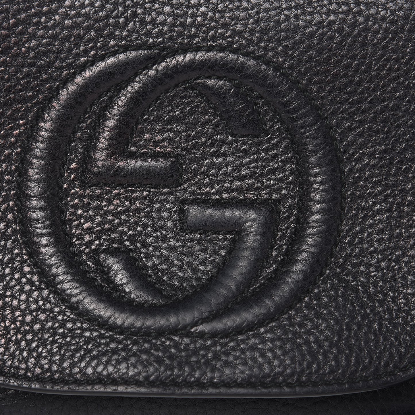 Pebbled Calfskin Small Soho Flap Crossbody Black