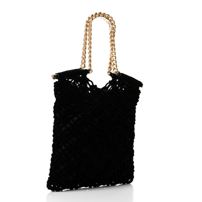 Chanel Braided Velvet Metallic Lambskin Precious Net Tote Black 3 of 11