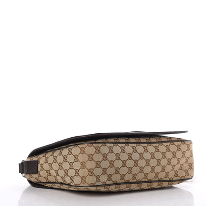 Gucci Monogram Large Flap Messenger Bag Beige Dark Brown 4 of 9