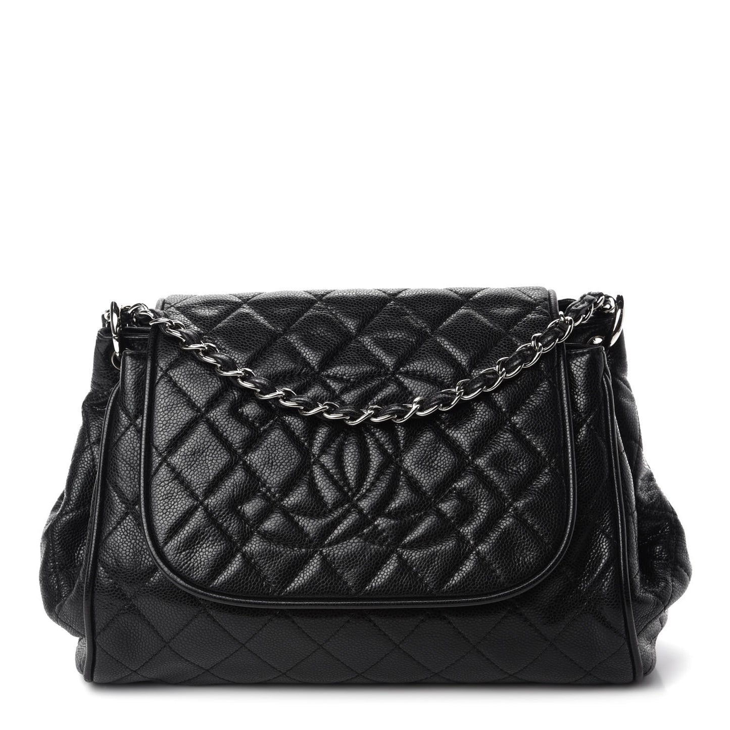 Caviar Quilted Timeless Accordion Flap Black