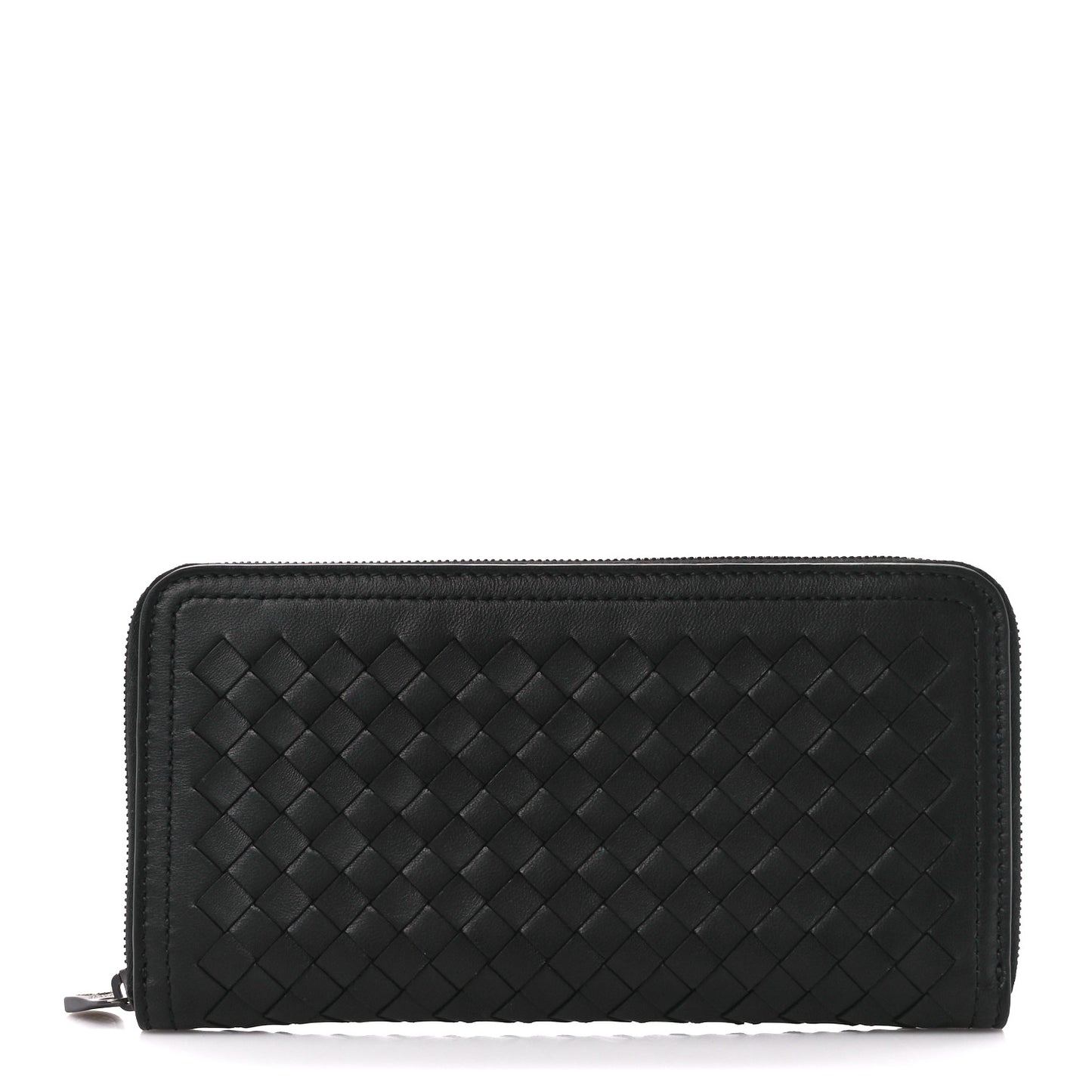 Nappa Intrecciato Zip Around Wallet Black