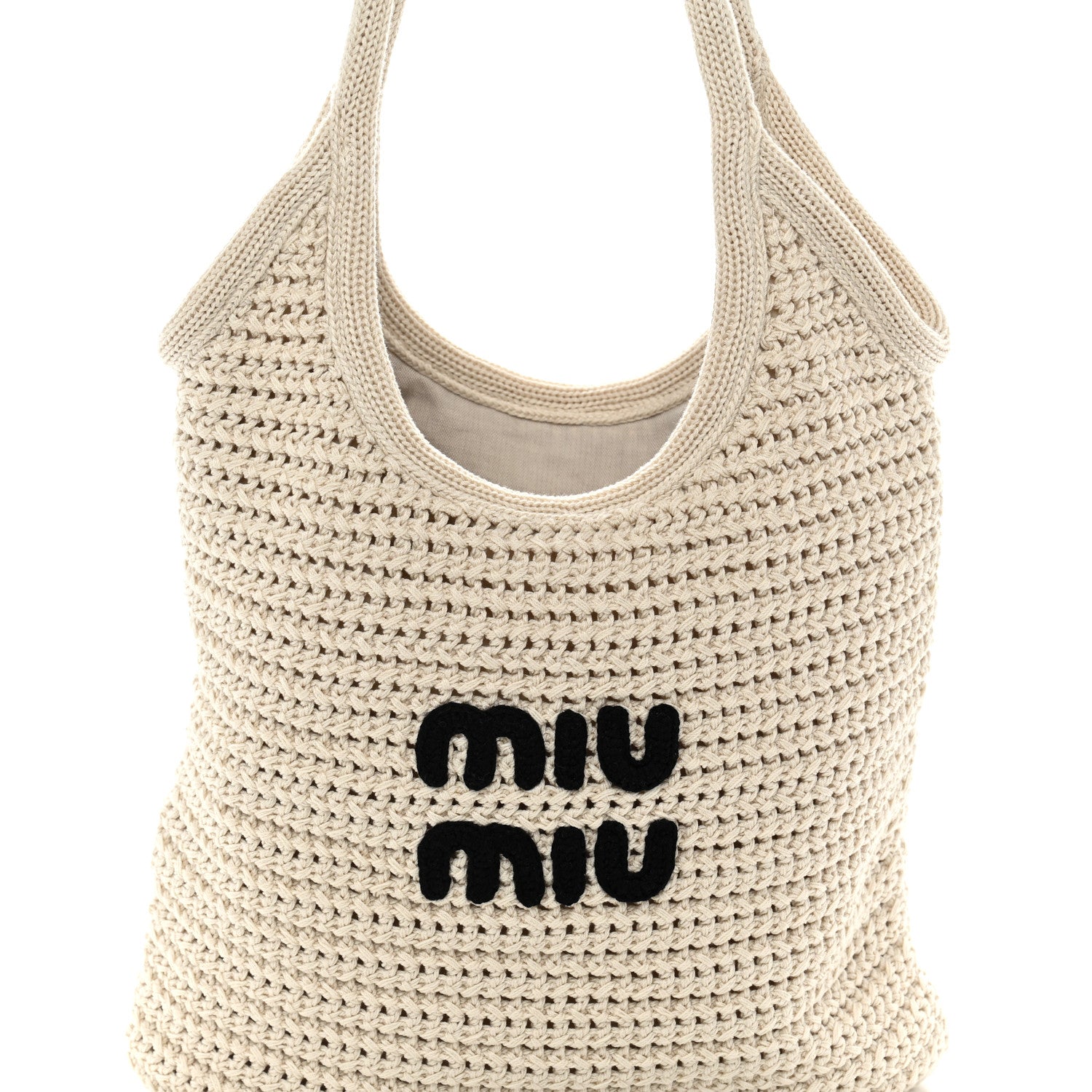 Miu Miu Cotton Crochet Ivy Bag Chalk White Black 9 of 11