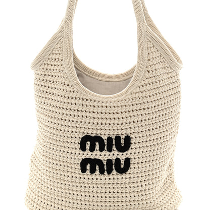 Miu Miu Cotton Crochet Ivy Bag Chalk White Black 9 of 11