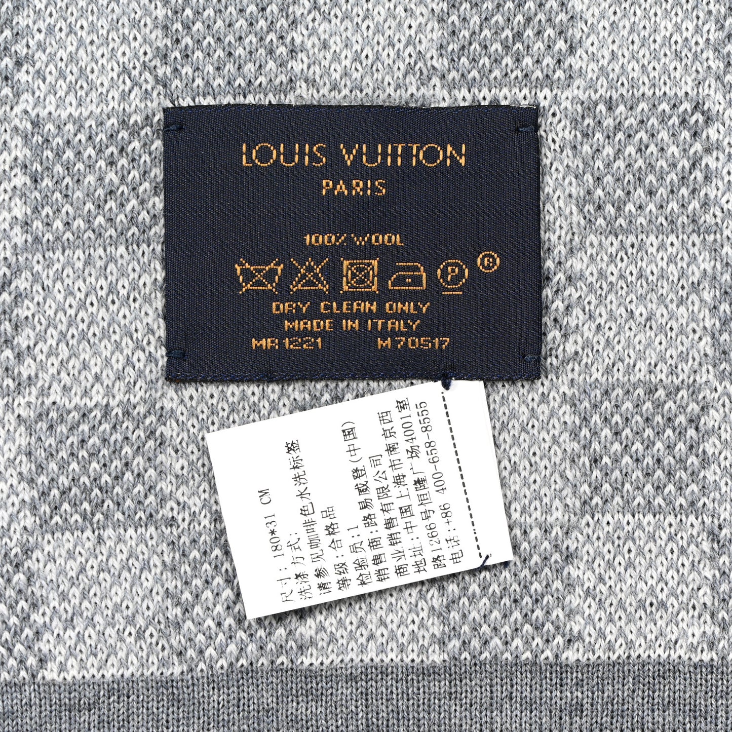 Wool Petit Damier Scarf NM Grey