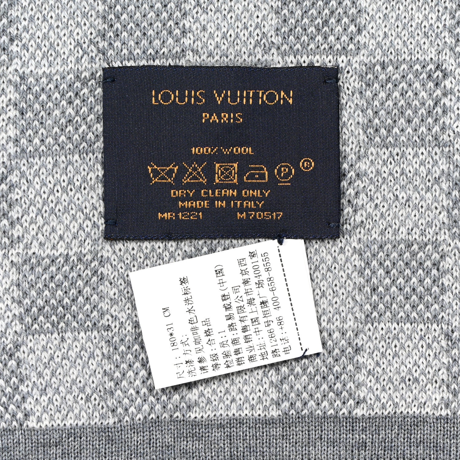 Louis Vuitton Wool Petit Damier Scarf NM Grey 4 of 5
