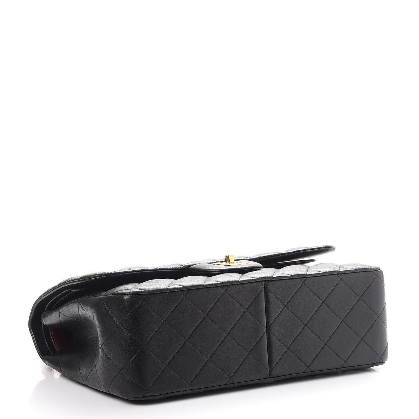 Lambskin Quilted Jumbo Double Flap Black