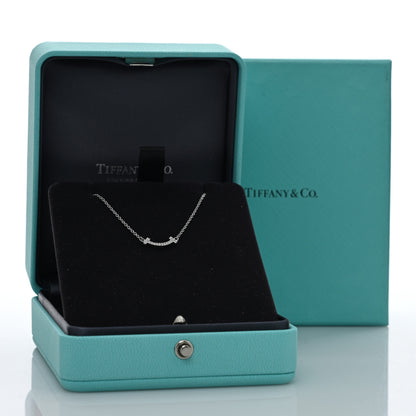 Tiffany 18K White Gold Diamond Mini T Smile Pendant Necklace 5 of 5