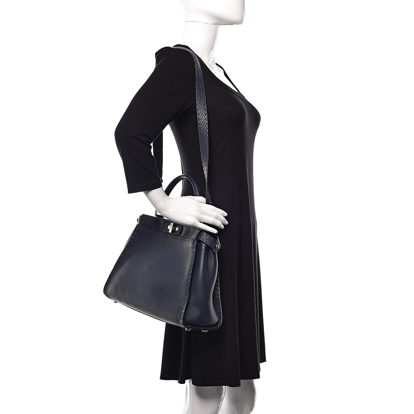 Cuoio Romano Selleria Medium Peekaboo Iconic Satchel Blue Notte