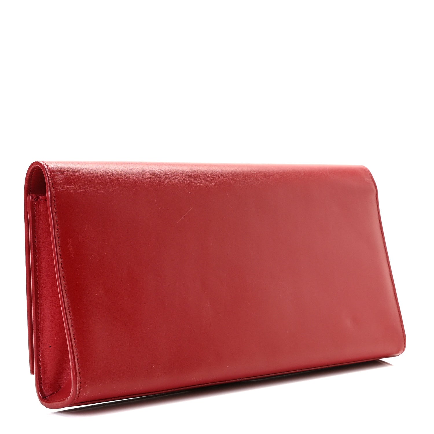 Saint Laurent Calfskin Classic Monogram Tassel Clutch Red 2 of 11