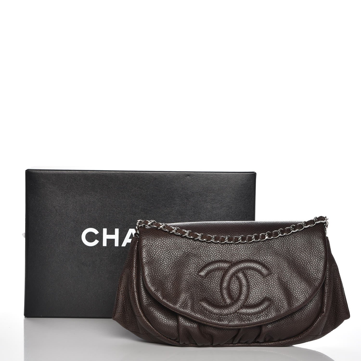 Chanel Caviar Half Moon Wallet On Chain WOC Dark Brown 10 of 10