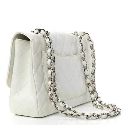 Chanel Caviar Quilted Jumbo Single Flap White 3 of 11