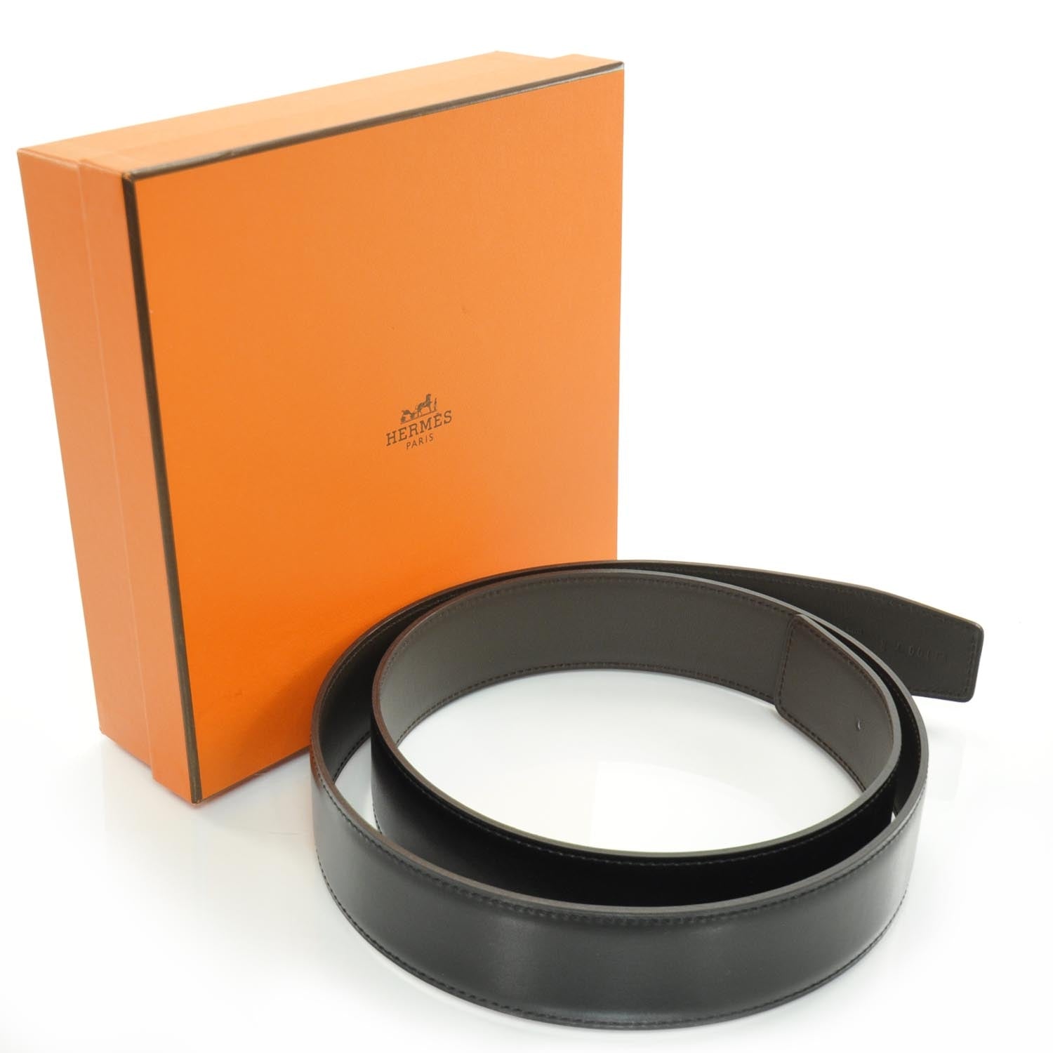 Hermes Leather Reversible Belt Strap 100 Black and Brown 3 of 5