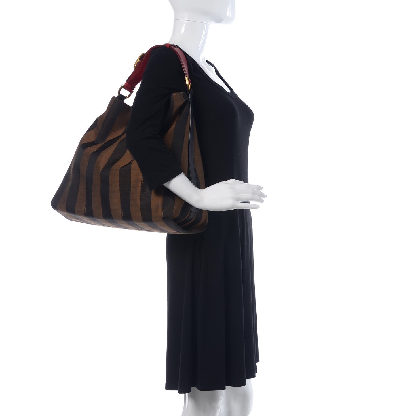 Pequin Cuoio Vegetale Large Hobo Tobacco Rosso Black