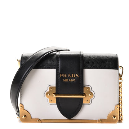 Prada City Calf Saffiano Cahier Bag Talco Black 1 of 8