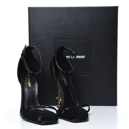 Saint Laurent Patent Calfskin Opyum 110 Sandals 38 Black Gold 8 of 8
