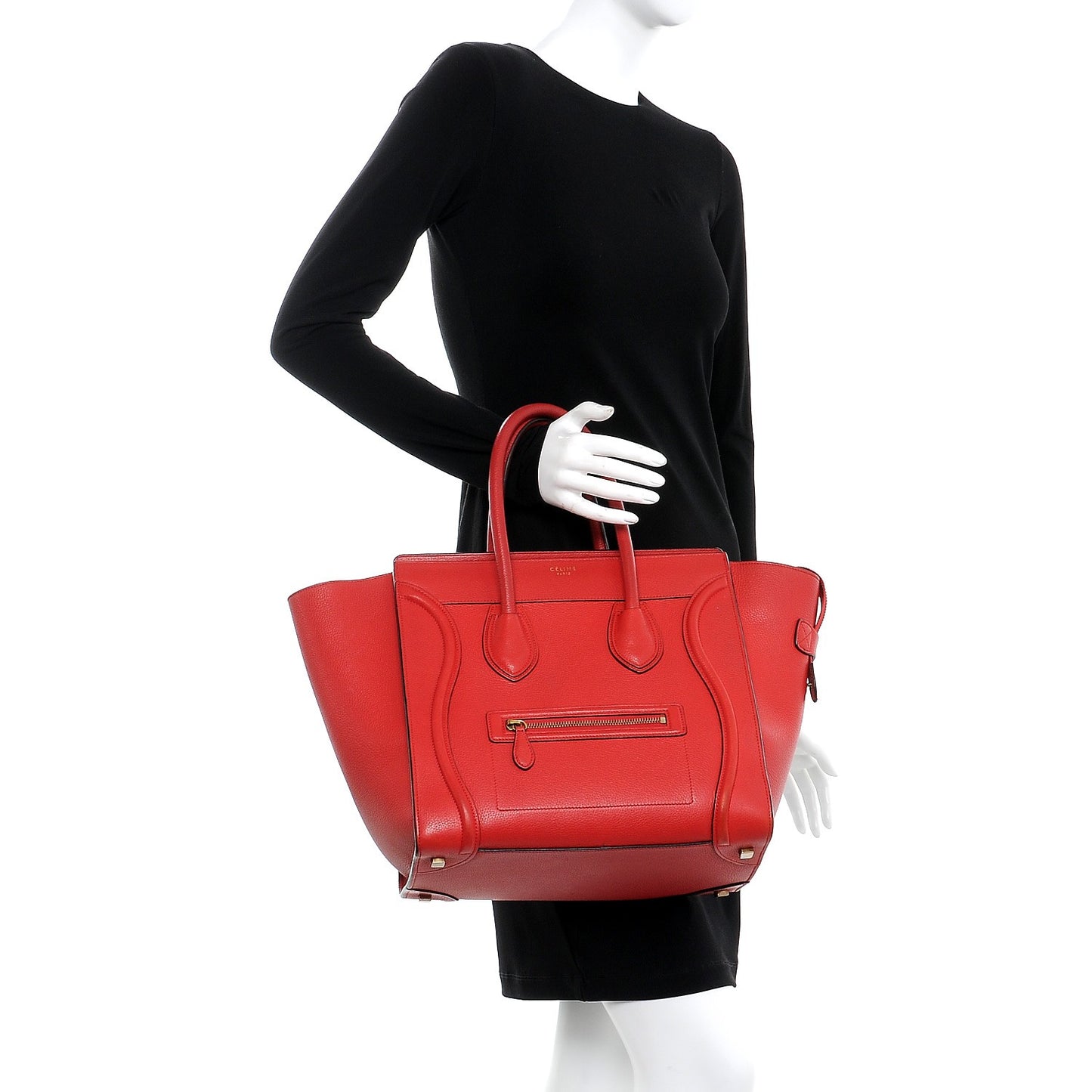Drummed Calfskin Mini Luggage Coquelicot