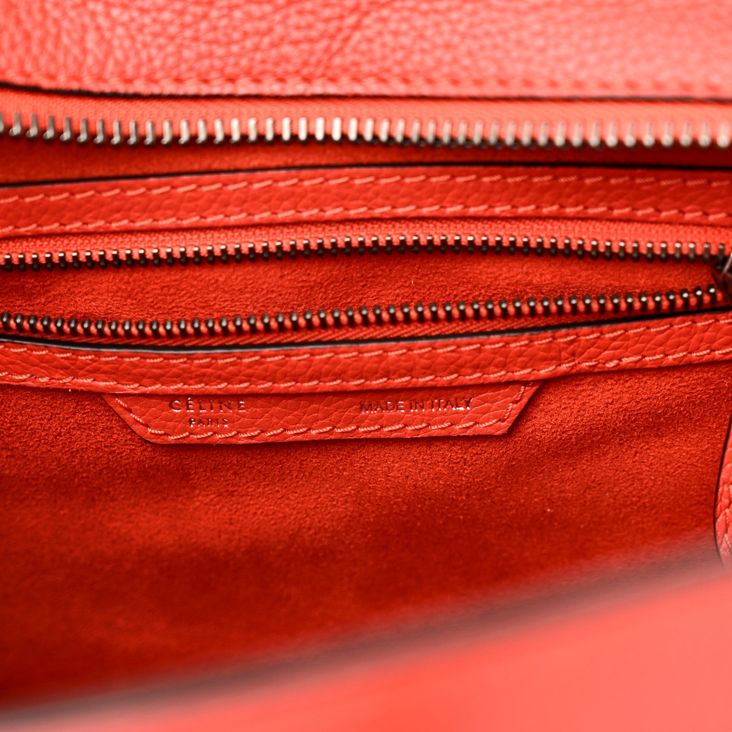 Celine Pebbled Calfskin Micro Luggage Vermillion 5 of 8