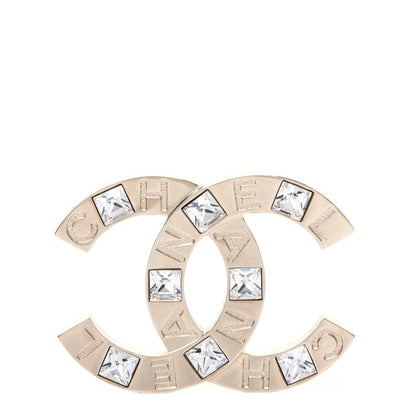 Chanel Crystal Metal CC Paris Button Brooch Gold 1 of 7