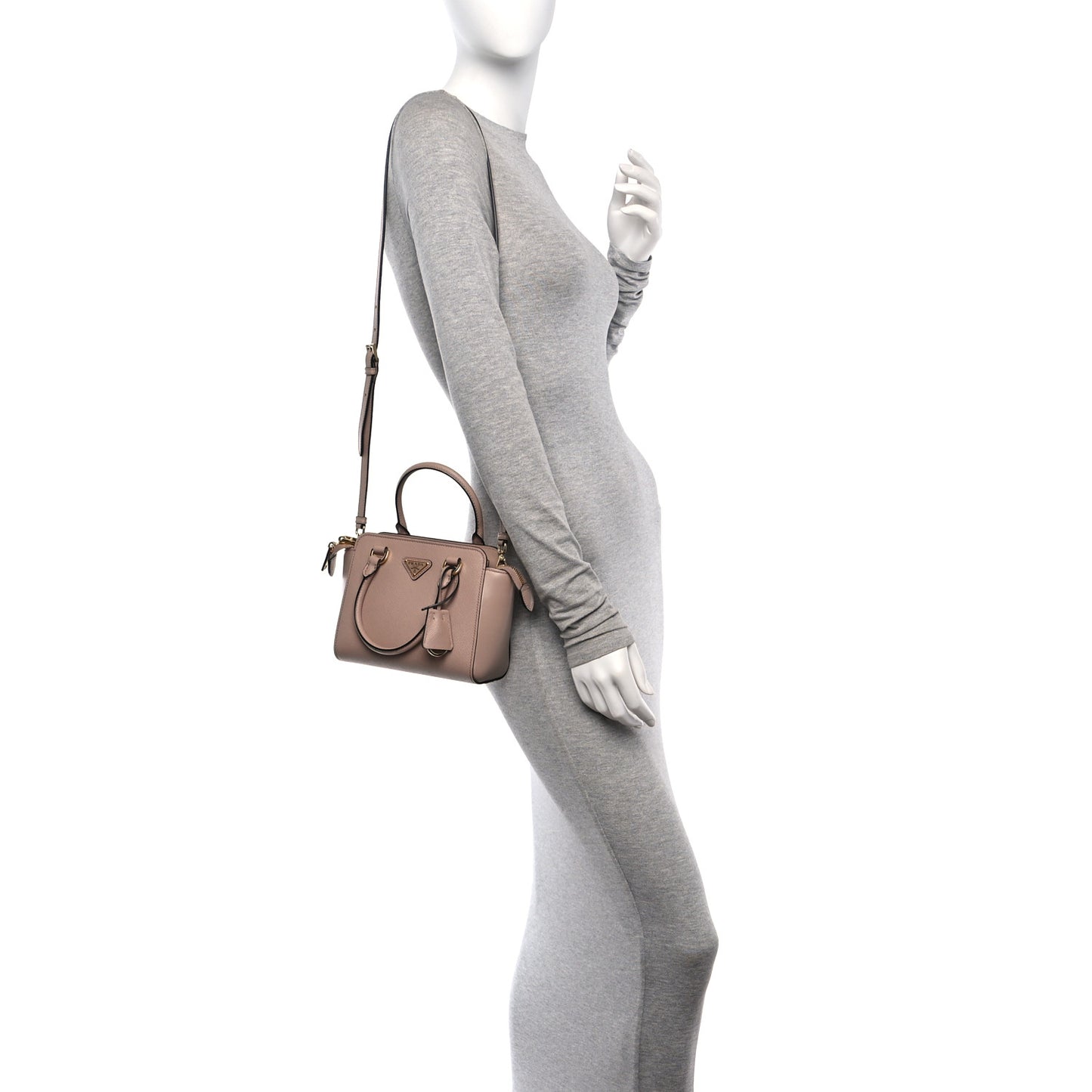 Saffiano Soft Calfskin Mini Zippered Tote Cipria
