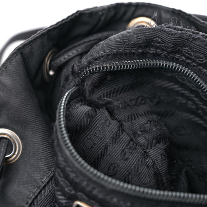 Prada Tessuto Nylon Crocodile Embossed Calfskin Cinch Backpack Black 12 of 28