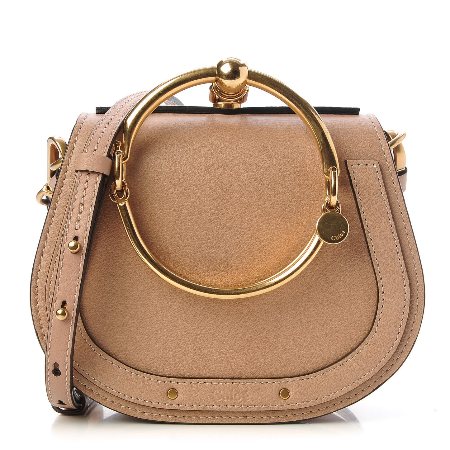 Calfskin Suede Small Nile Bracelet Bag Biscotti Beige