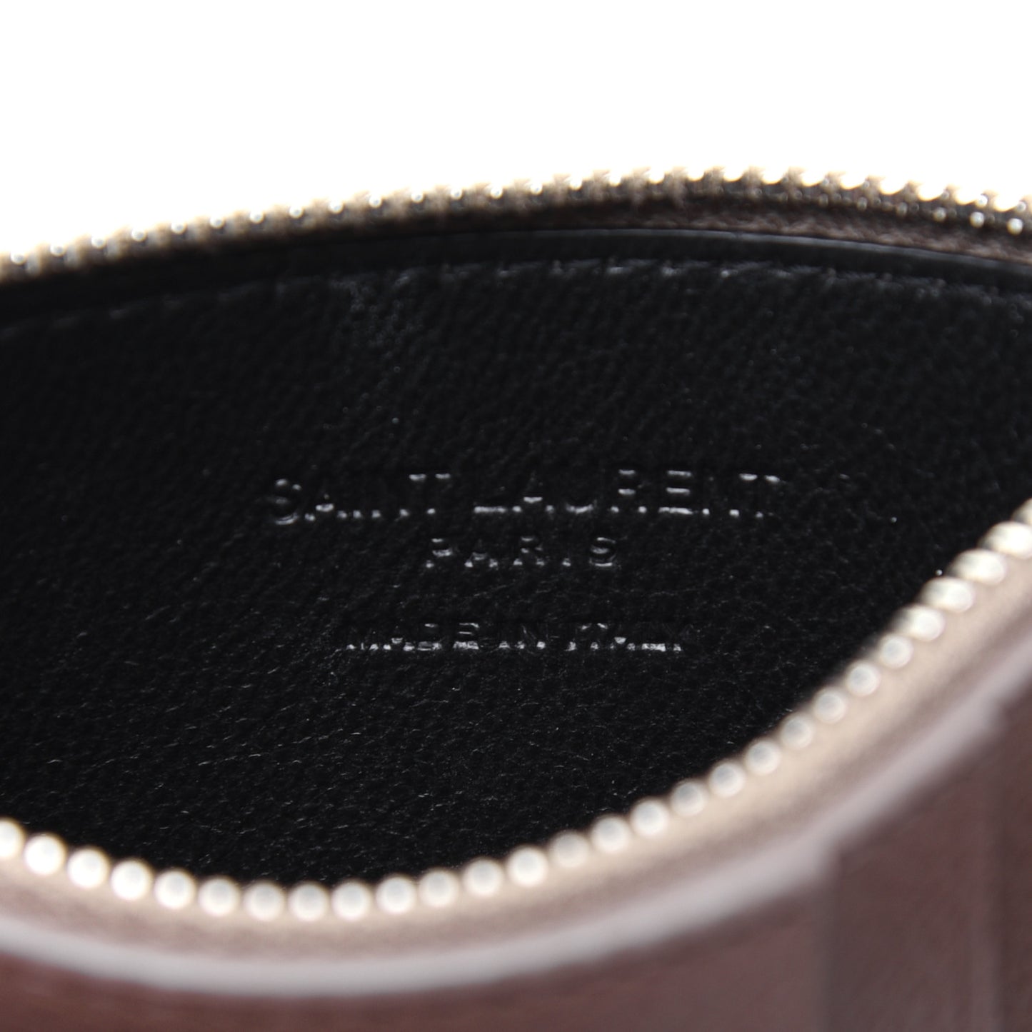 Grained Calfskin 5 Fragments Zip Pouch Card Holder Taupe