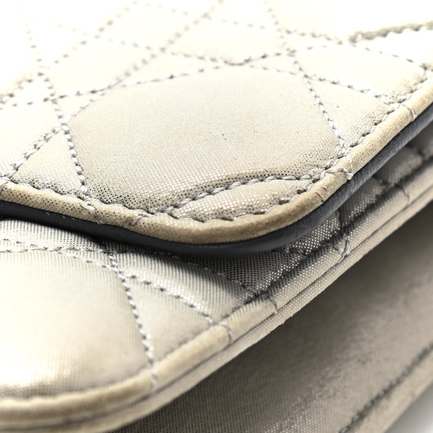Metallic Calfskin Cannage Miss Dior Promenade Pouch Grey