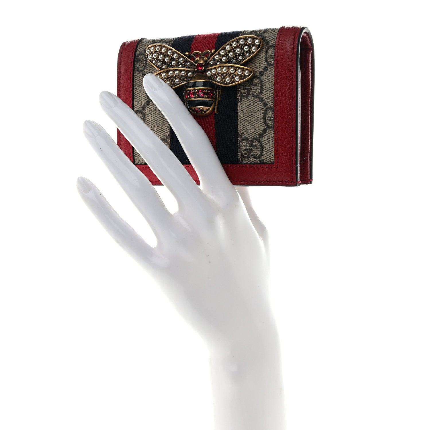 Gucci GG Supreme Monogram Queen Margaret Card Case Red 2 of 9
